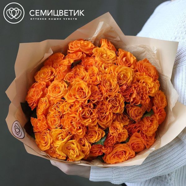 Букет из 51 оранжевой розы 40 см (Россия)