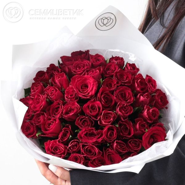 Букет из 51 красной розы 30 см (Кения)