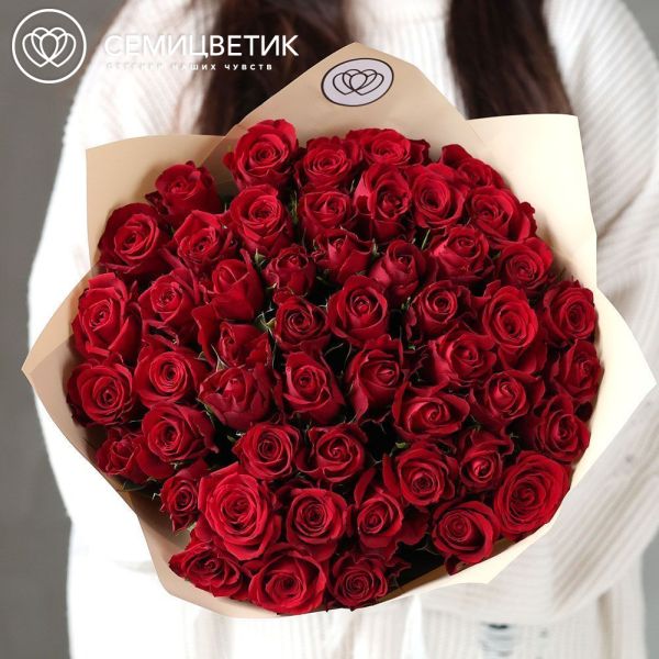 Букет из 51 красной розы 40 см (Кения)