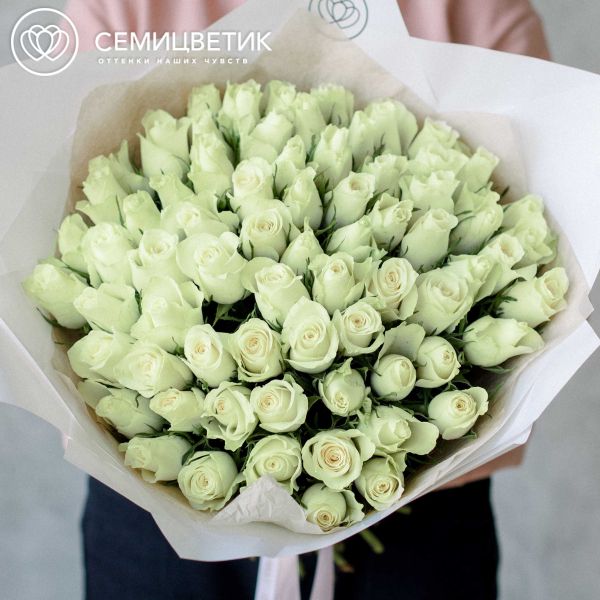 Букет из 65 белых роз 40 см (Кения)