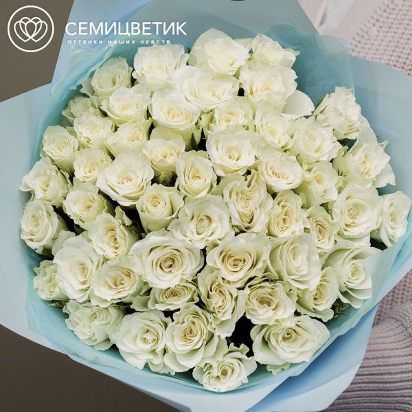 Букет из 51 белой розы 30 см (Кения)